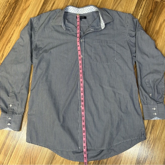 Bogari Men's Button Up Blue And White Striped Plaid Cuffs Size Extra Large Italy - Picture 2 of 9